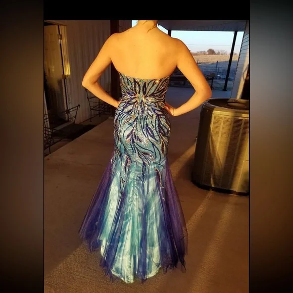 Blue Mermaid Prom Dress